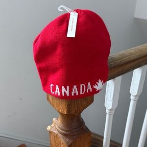 Black and White Striped Canada Beanie